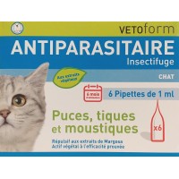 Vetoform Antiparasitaire Naturel - 6 Pipettes pour Chats