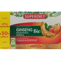 Super Diet Ginseng Gelée Royale Acérola Bio - Tonus et Energie 30 Ampoules