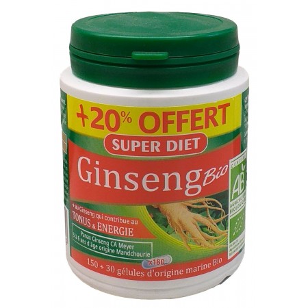 Super Diet Ginseng Bio 180 Gélules - Tonus et Energie