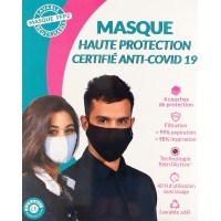 Masque Haute Protection Taille M Bleu - FFP3 40H d'Utilisation Lavable 50 Fois