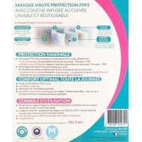 Masque Haute Protection Taille M Bleu - FFP3 40H d'Utilisation Lavable 50 Fois