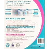 Masque Haute Protection Taille M Bleu - FFP3 40H d'Utilisation Lavable 50 Fois