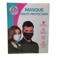 Masque Haute Protection Certifié Anti-Covid 19 Taille M Gris - 40H d'Utilisation Lavable 60 Fois